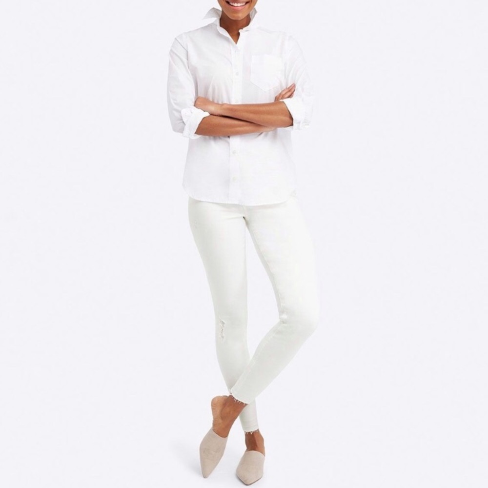 Spanx white distress skinny Jeans